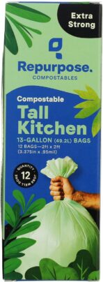 Repurpose Compostables Repurpose 100% Compostable Plant-based 13 Gallon Tall Kitchen Bags, Compostable Standards, Pack - 1 - Image 2