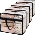 SGHUO Blanket Storage Bags 60L Extra Large Plastic Vinyl Clear Storage Bag for Clothes, Comforter, Bedding, Moving Bags with Zipper and Reinforced Handle (4pcs) - Image 2