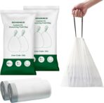 SONGMICS Trash Bags for 8-Gallon (30 L) Trash Cans, Drawstring Kitchen Garbage Bags, Pre-Separated, Liner Code 30A, 2 Rolls, 90 Count, White UKRB30A02 - Image 2