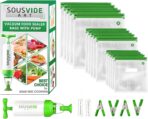 SOUSVIDE ART 37pcs Reusable Vacuum Seal Bags with Vacuum Sealer - 30 Cooking and Storage Bags of 3 Sizes with Pump and Sous Vide Cooker Accessories - Food Safe Kit, Keeps Food Fresh - Image 2