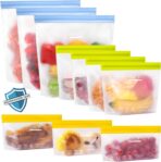 SPLF 10 Pack Stand-Up Reusable Food Storage Bags Dishwasher Safe, BPA Free Reusable Freezer Bags, Extra Thick Leakproof for Meal Prep, Sandwich, Bread, Veggies - 3 Gallon 4 Quart 3 Snack - Image 2