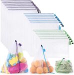 SPLF 18 Pcs Heavy Duty Reusable Mesh Produce Bags, Barcode Scanable See Through Food Safe Mesh Bags with Drawstring for Fruits, Vegetable, Food, Toys, Grocery Storage - Image 2