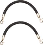Semetall 2Pcs PU Leather Handbag Handles, Braided Replacement Purse Straps With Gold Spring Buckle for DIY Making, Black and Brown, 11.8" - Image 2