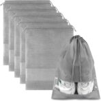 Shoe Bags for Travel, 5 Pcs Large Gray Travel Shoe Bags for Packing, Non-Woven Drawstring Travel Shoe Storage Bag with Clear Window for Men and Women（12.6" X 17.3" ） - Image 2