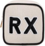 Small Canvas Rx Medicine Packages, Cute Chenille Letter Patch Drug Makeup Bag with Metal Zipper, Mini Travel First Aid Purse Organizer Machine Washable (01Beige) - Image 2