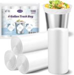 Small Trash Bags 4 Gallon - 108 Count Leakage-Proof 4 Gallon Trash Bag, Small Garbage Bags for Office Bedroom Bathroom Mini Trash Bags, Unscented White 15L Small Trash Can Liners - Image 2