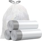 Small Trash Bags 4 Gallon - Drawstring 4 Gallon Trash Bag, Individual Unscented Small Garbage Bags, White 4 Gal Trash Can Liners Bathroom Trash Bags, 57 Count - Image 2