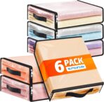 SpaceWhisper 6 Pack Clear Storage Bags, Plastic Blanket Storage Bags with Zipper and Handle, Moving Bags for Comforter, Bedding & Clothes, Closet Organizer and Under Bed Storage (15.7x13.8x3.9 Inch) - Image 2