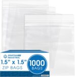 Spartan Industrial - 1.5” X 1.5” (1000 Count) 2 Mil Clear Reclosable Zip Plastic Poly Bags with Resealable Lock Seal Zipper - Image 2