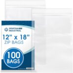 Spartan Industrial - 12” X 18” (100 Count) 2 Mil Clear Reclosable Zip Plastic Poly Bags with Resealable Lock Seal Zipper - Image 2