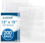 Spartan Industrial - 13” X 15” (200 Count) 2 Gallon Clear Reclosable Zip Plastic Poly Bags with Resealable Lock Seal Zipper - 2 Mil - Image 2
