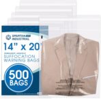 Spartan Industrial - 14" X 20" (500 Count) Self Seal Clear Poly Bags with Suffocation Warning for Packaging, Clothes - Permanent Adhesive - Image 2