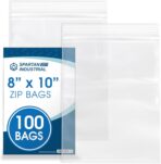 Spartan Industrial - 8" X 10" (100 Count) 2 Mil Clear Reclosable Zip Plastic Poly Bags with Resealable Lock Seal Zipper - Image 2