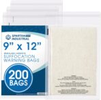 Spartan Industrial - 9” X 12” (200 Count) Self Seal Clear Poly Bags with Suffocation Warning for Packaging, T Shirts - Resealable Glue - Image 2