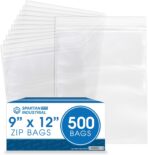 Spartan Industrial - 9” X 12” (500 Count) 2 Mil Clear Reclosable Zip Plastic Poly Bags with Resealable Lock Seal Zipper - Image 2