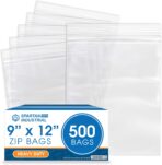 Spartan Industrial - 9” X 12” (500 Count) 4 Mil Thick Clear Reclosable Zip Plastic Poly Bags with Resealable Lock Seal Zipper - Heavy Duty and Durable - Image 2