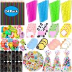 Stationery Party Favors, 24 Pack Birthday Goodie Bags for Kids with Pencils Rulers Sticky Notes Return Gifts Easter Stuffers Classroom Gifts Student Class - Image 2