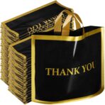 Sweetude 200 Pcs Black Thank You Plastic Shopping Bags with Handle 12 x 15 In Merchandise Boutique Bags for Small Business Gifts Stores - Image 2
