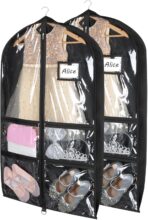 Syeeiex 3" Gusseted Clear Dance Costume Garment Bag, 40'' Dance Garment Bags for Dancers with 4 Zippered Pocket & Can Hold 1-3 Dance Costumes - Suitable for Dance Competitions, Ballet(Black, 2 Pack) - Image 2