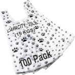 T Shirt Bags - Paw Print Bags - 100 Pack - Thank You Shopping Bag Cat or Dog Paw Print Design Plastic T-Shirt Bag 22" L x 12" W x 7" - Image 2