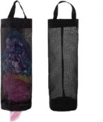 TOGETRUE Plastic Bag Holder, Grocery Bag Holder Mesh Hanging Storage Bag Dispenser (Black 2 Packs) - Image 2
