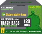 Tall Kitchen Biodegradable Trash Bags 13 Gallon (120 Bags) Eco-friendly Medium Green Garbage Bag 55 Liter Landfill-Friendly Can Liners Portable Camping Toilet Bags Made With epi (120 count) - Image 2