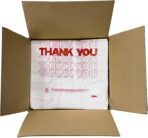 TashiBox Plastic bags with handles，thank you bags，Measures 11.5" X 6.25" X 21", 15mic, 0.6 Mil (400 Count),Reusable and Disposable Grocery Bags - Image 2