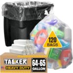 Tasker 64-65 Gallon Clear Trash Bags Heavy Duty, Recycling Bag (Huge 120 Count) 60 Gallon Clear Extra Large Recycling Garbage Bags - Image 2