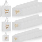 Teling 200 Pcs Thanks Bags with Handle Bulk Thank You Merchandise Bags 3 Size Plastic Packet Retail Shopping Package for Boutique 9 x 12'', 12 x 15'', 15 x 18''(White) - Image 2