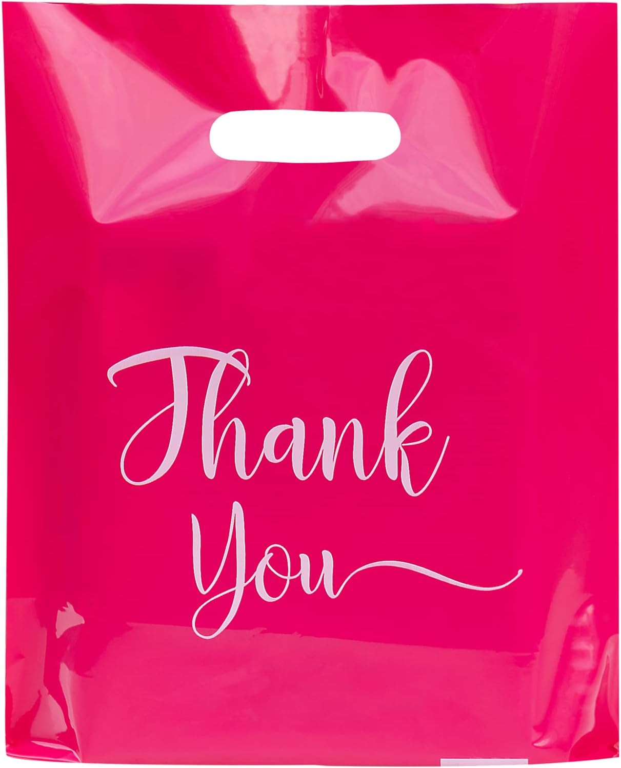 Thank You Bags, 100 Pack Bulk Plastic, Merchandise Bags for Packaging Products, Die Cut Shopping Bags for Small Business, Boutique Bags for Retail Wholesale (Small(9"x12"), Pink) - Image 2