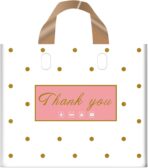Thank You Bags - 50 Pack Plastic Bags for Small Business, Retail, Parties & Favors (Polka Dot, Medium 12"x14") - Image 2