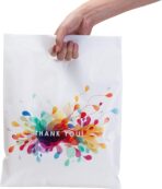 Thank You Bags for Business with Handles 12x15 (100 Count, White) - Plastic Shopping Retail Bags for T Shirts - Image 2