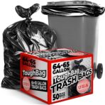 ToughBag 64-65 Gallon Trash Bags, 50x60" Extra Large Trash Can Liners for Toter, (50 Count) Heavy Duty – Made in USA - Image 2