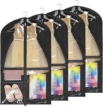 Univivi Dance Costume Bags Garment Bag 40 Inch Hanging Clothes for Dance Competitions, with 3 Medium Clear Zipper Pockets for Dance Costumes, Closet Storage (Black) - 4 Pack - Image 2