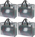VENO 4 Pack Heavy Duty Moving Bags, Storage Bags, Packing Supplies, Top Zipper, Storage Totes for Camping, Clothes, Bedding, Comforters, Pillows (22 Gallon Clear, 4 Pack) - Image 2