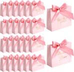 VGOODALL 24PCS Thank You Gift Bags, 4.5x3.9x1.8Inches Mini Party Favor Bags Pink small Candy Boxes with Ribbon Small Gift Boxes for Wedding Bridal Baby Shower Birthday Party - Image 2