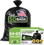 Veska 65 Gallon Trash Bags for Toter, (Value-Pack 50 Count w/Ties) Extra Large 64 Gallon Heavy Duty, 60 Gal Trash Bags Outdoor Garbage Can Liner for CustodiansExtra Large Garbage Bag 70 Gallon - Image 2