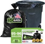Veska 95-96 Gallon Trash Bags Heavy Duty (Huge 50 Bags W/Ties) 95-96 Gallon Trash Bags Large Black Heavy Duty Can Liners, Large 90-100 Gallon Garbage Can Liners - Image 2
