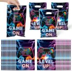 Video Game Party Favor Bags - 50Pcs Video Gaming Sweet Goody Candy Treat Gifts Bags, Game on Themed Party Decorations for Kids Gamers Players Birthday Gaming Events Supplies - Image 2