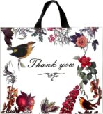 WAKAKO 60 Pack Thank You Bags for Business, Reusable Plastic Shopping Retail Gift Bags with Loop Handle, Retail Boutique Merchandise Use Eco-Friendly Floral (18" W x 16" H) - Image 2