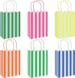 Whaline 24 Pcs Colorful Paper Gift Bag Treat Bags with Handles Stripe Scalloped Candy Goodie Bags for Party Favors Supplies - Image 2