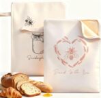 WiNDANCE Wide Zipper Access Beeswax Bread Bags for Homemade Bread - 2 Packs XL Reusable Organic Beeswax Linen Cotton Sourdough Bag, Homesteading Essentials Sourdough Bags with Zip to Keep Fresh - Image 2