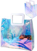 Woeoe 2 Pack Waterproof Plastic Handbag Clear Tote Bags Transparent Shopping Work Travel Tote Bags for Women - Image 2
