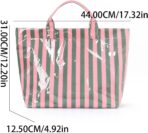 Women's Striped Waterproof Tote Bag - Large Capacity Lightweight Handbag Reusable Shopping Beach Bag - Image 2