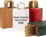 YEEHAW Personalized Custom Paper Bags, 50 Custom Printed Kraft Paper Bags for Small Business, 8x4.5x10.8 Inch Medium Size, DIY Retail Gift Bags with Logo, Brown Shopping Paper bag with Handle, Goodie - Image 2