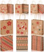 Yeplan 24Pcs Kraft Christmas Gift Bags,9"x7.3"x3.3" Christmas Wrapping Bags with Handles,Xmas Gift Bags for Holiday Party Favors and Decor Supplies - Image 2