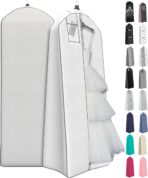 Your Bags Wedding Dress Garment Bag - Garment Bags for Travel & Hanging Clothes or Storage Preservation - 72" Wedding Dress Bag for Gowns Long with 20" Gusset for Puffy Bridal Gowns Cover -White/Grey - Image 2