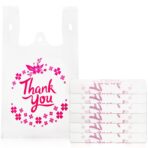 ZENFUN 500 Pack Thank You T Shirt Bag, 15 Mic, 0.6 Mil Bulk White Shopping Bag with Handles, Plastic Grocery Bags To-go for Small Business, Retail, Restaurant, Takeout, 13 x 7 x 21 Inches - Image 2