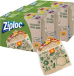 Ziploc Paper Sandwich and Snack Bags, Recyclable & Sealable with Fun Designs, 150 Bags Total - Image 2
