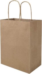 bagmad 50 Pack 8x4.75x10 Inch Plain Medium Paper Bags with Handles Bulk, Brown Kraft Craft Gift Bags, Grocery Shopping Retail Birthday Party Favors Wedding Sacks (Natural 50pcs) - Image 2